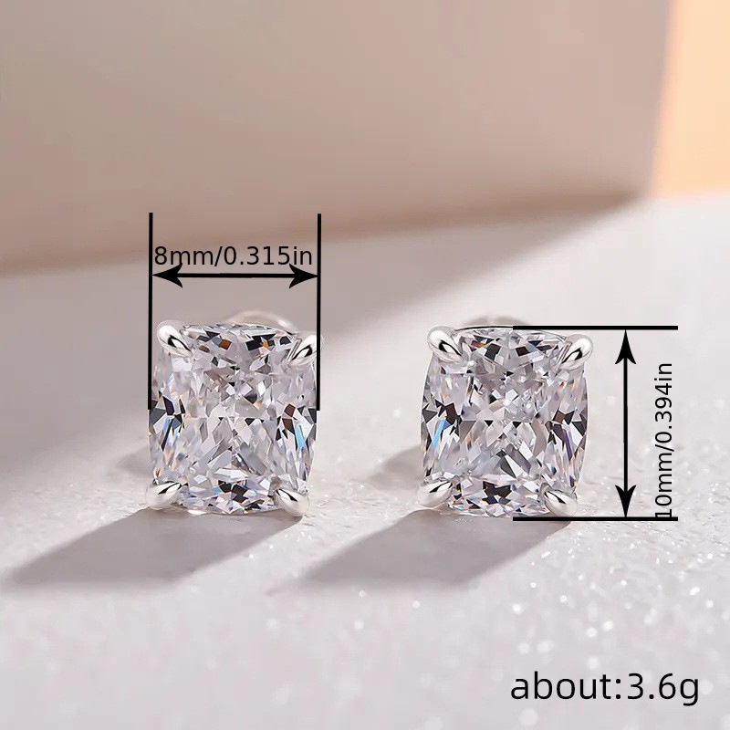Women's Exquisite Zirconia Square Geometric Stud Earrings, Versatile